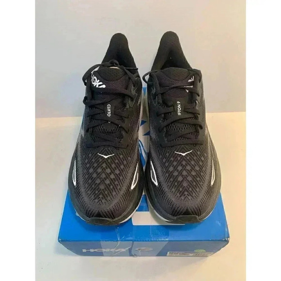 .937 Hoka M Clifton 9, Black/White, Mens Running Shoes-US 10.5 Mens - Picture 4 of 6
